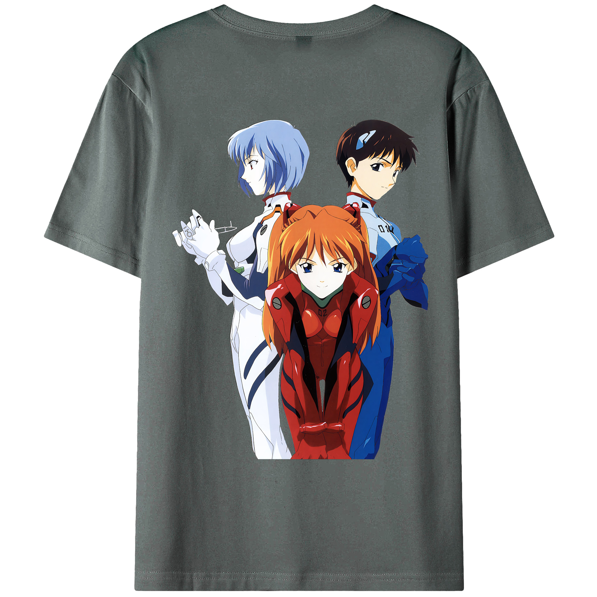 （画像用） EVA 新世紀エヴァンゲリオン 綿100％ メンズ半袖Tシャツ（バックプリント） 通気性